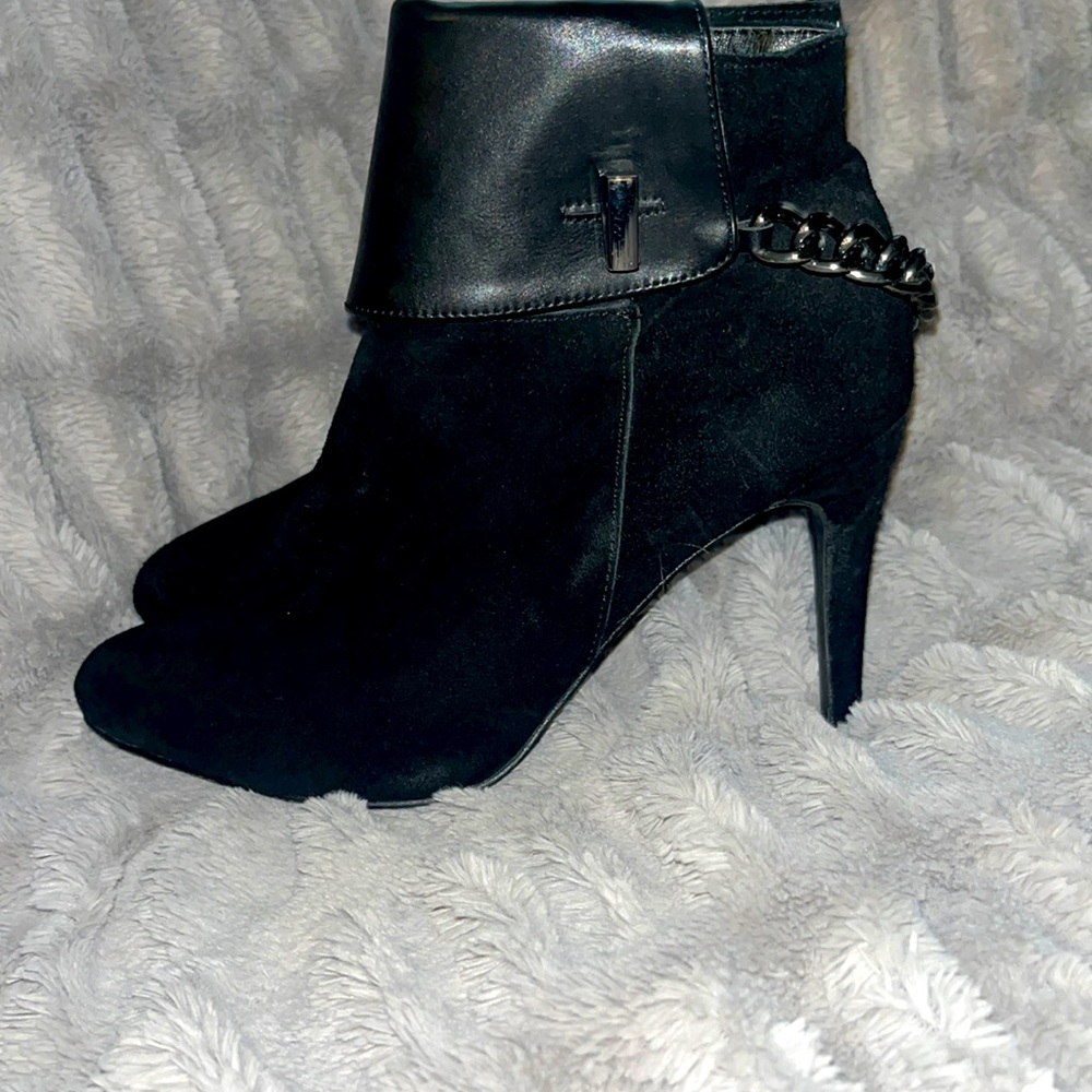 Suede bootie heels